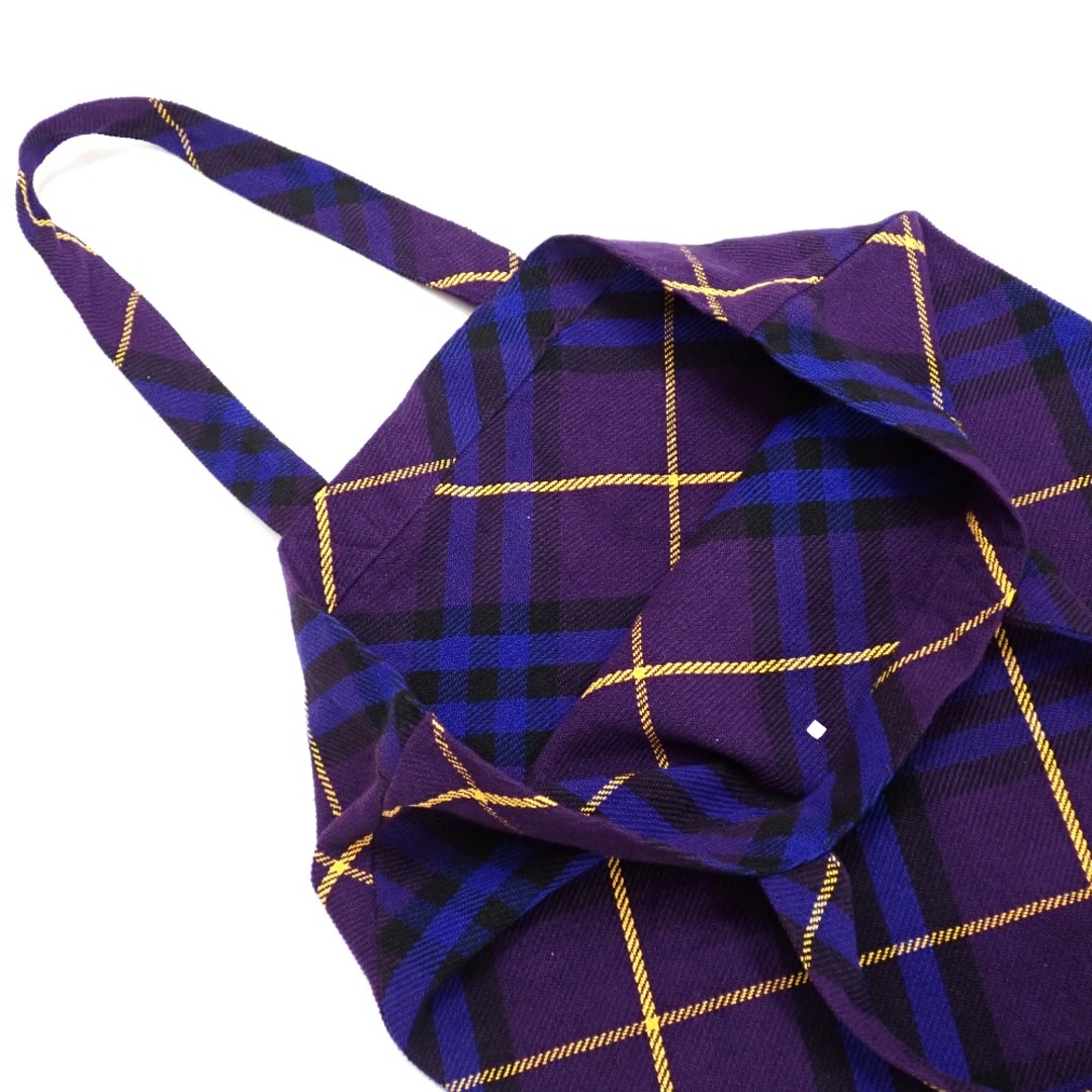 BURBERRY - バーバリー トートバッグ チェック柄 大型 大容量 紫/青