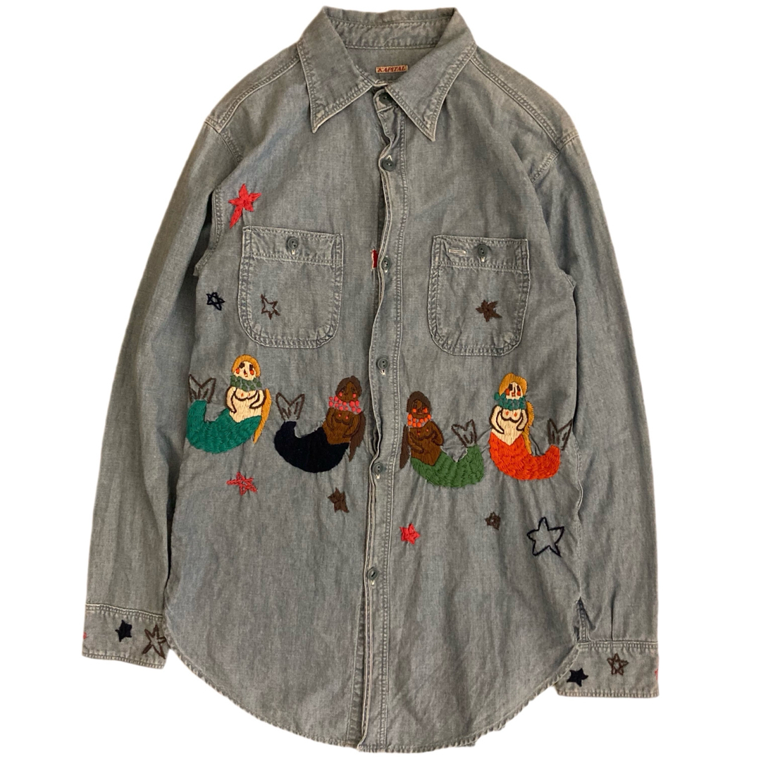 KAPITAL - KAPITAL キャピタル HOME MADE 刺繍 シャンブレー シャツの