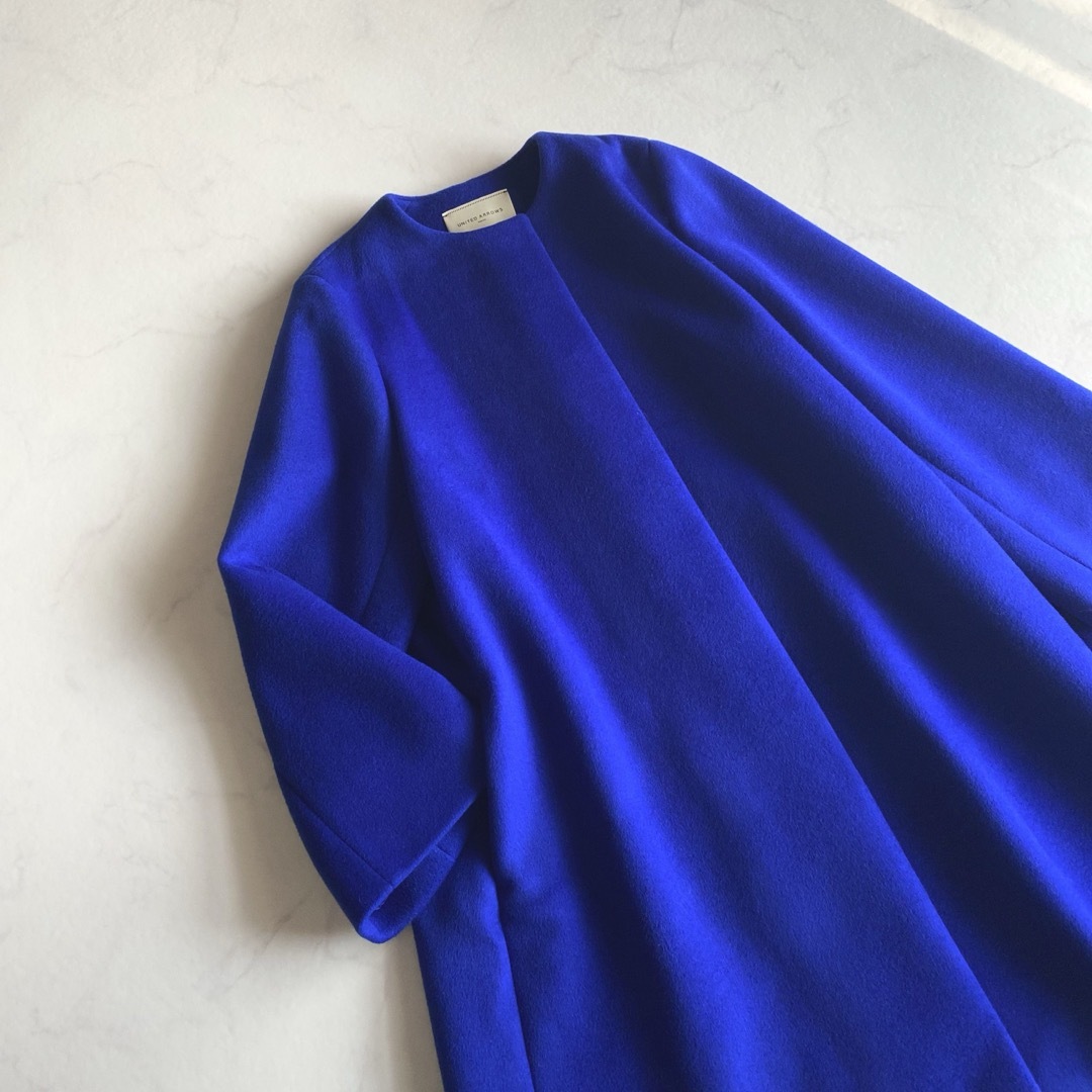 UNITED ARROWS - UNITED ARROWS Aライン ノーカラー ミドル丈コート