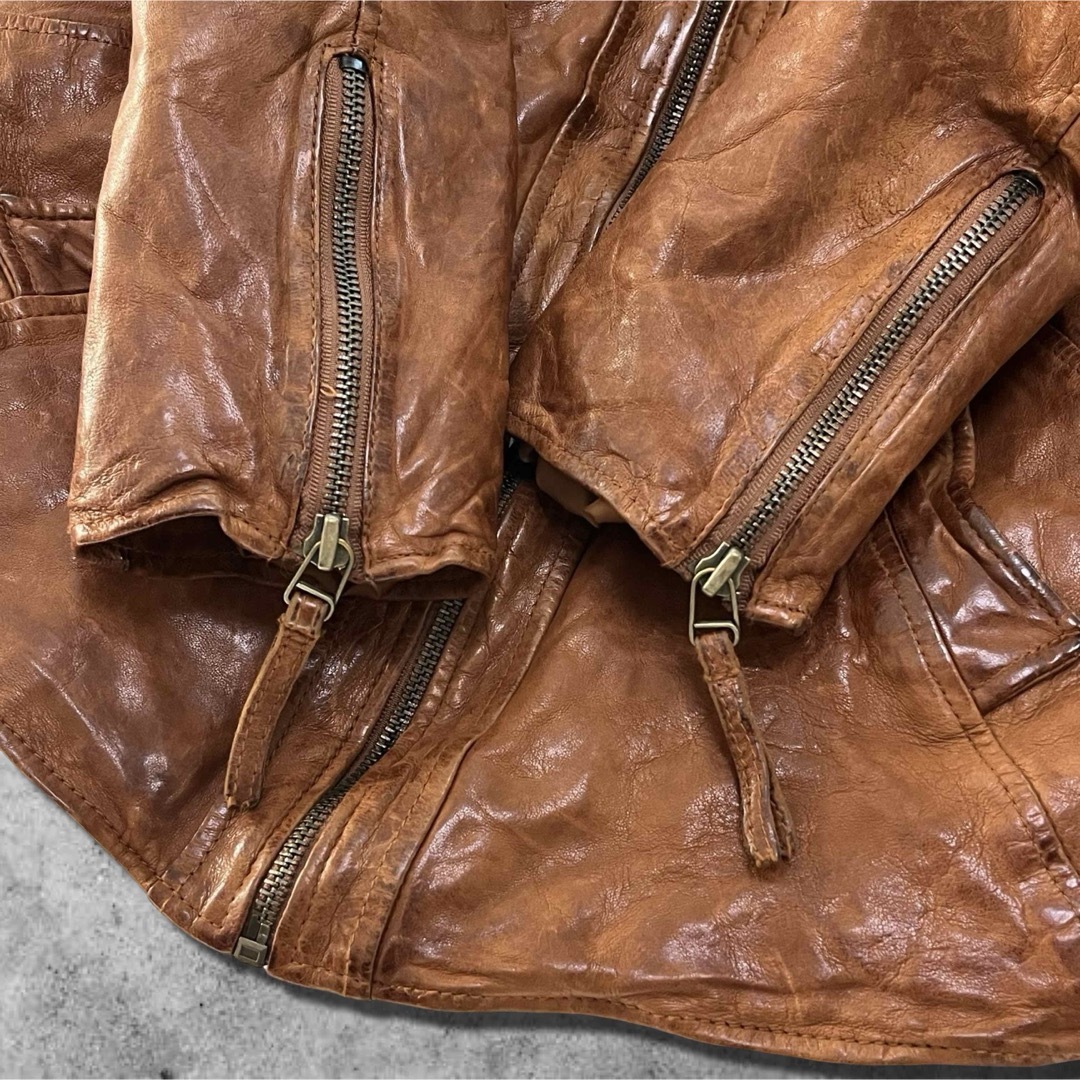 goa レザージャケット リアルファー付き 鬼ファー ラクーン ラムレザー