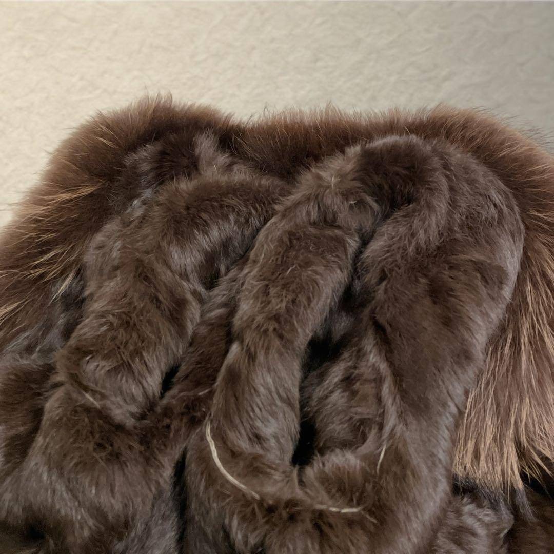 ラムレザー ロングコート ラクーンファー 裏ファー ベルト メタル