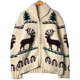 古着 70年代~ 総柄 トナカイ柄 カウチンセーター メンズM相当
