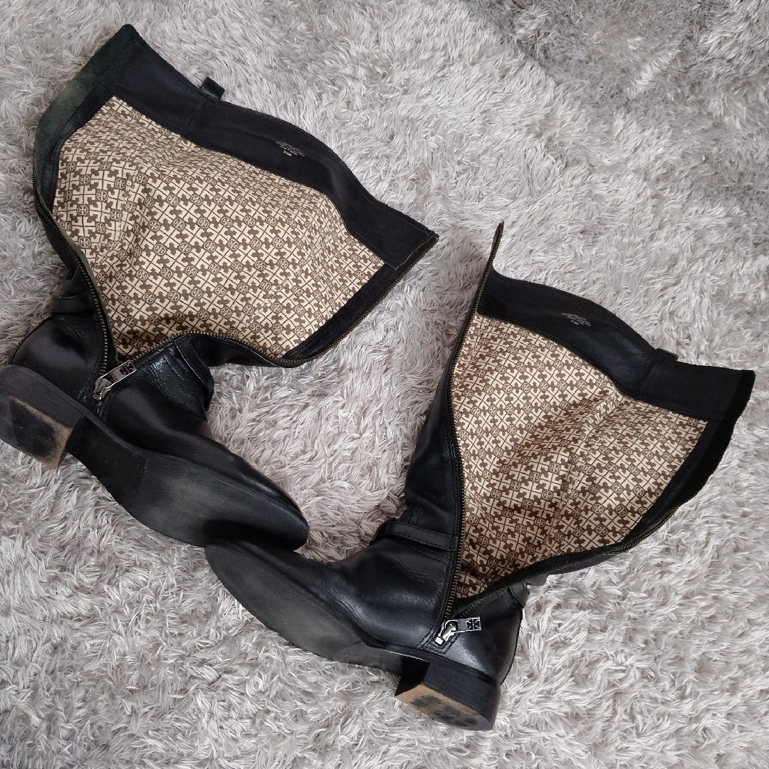 Tory Burch - トリーバーチ ジョッキーブーツ 黒 レザー ロングブーツ