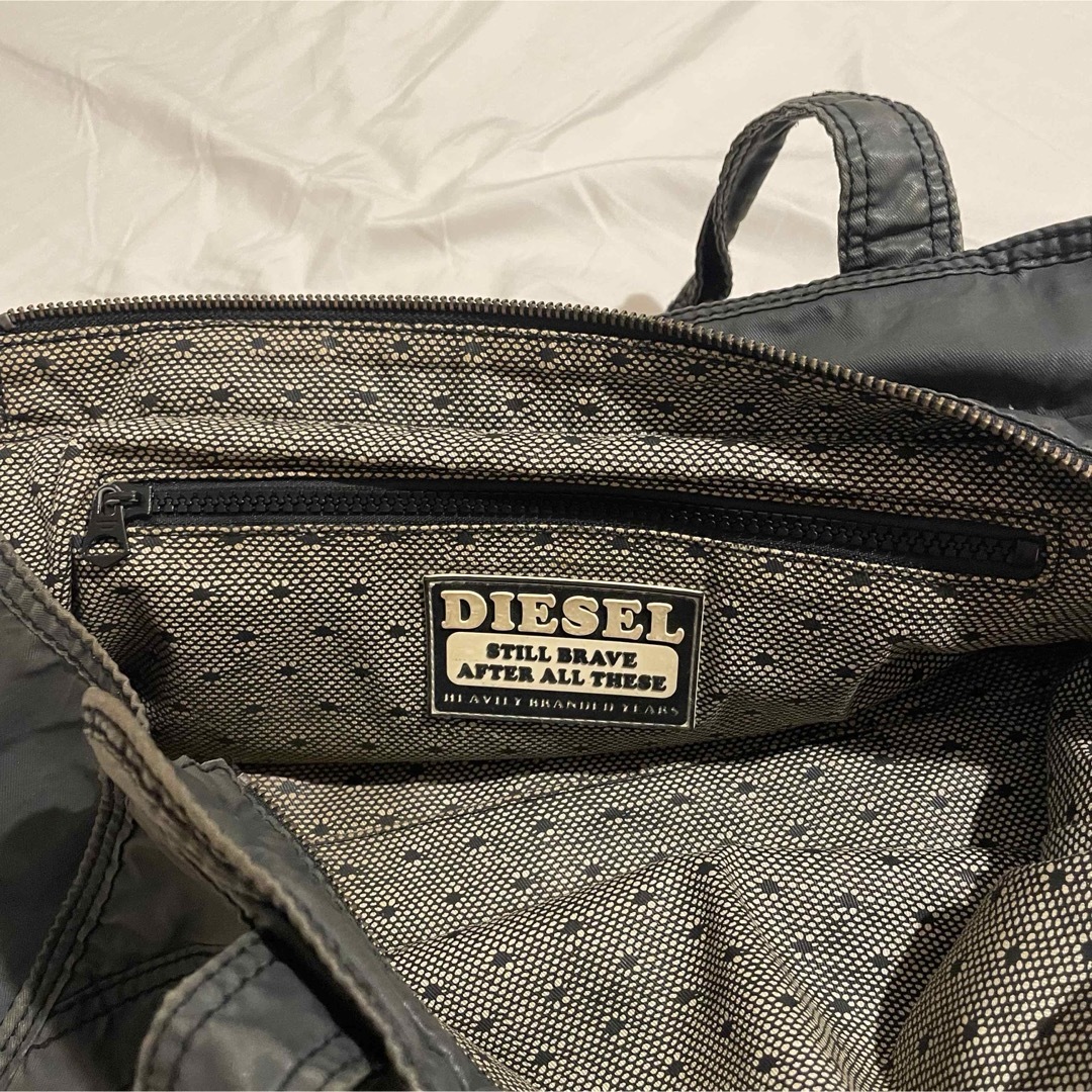 DIESEL y2k archiveメタリック加工 トートバッグ ブラックカーキ