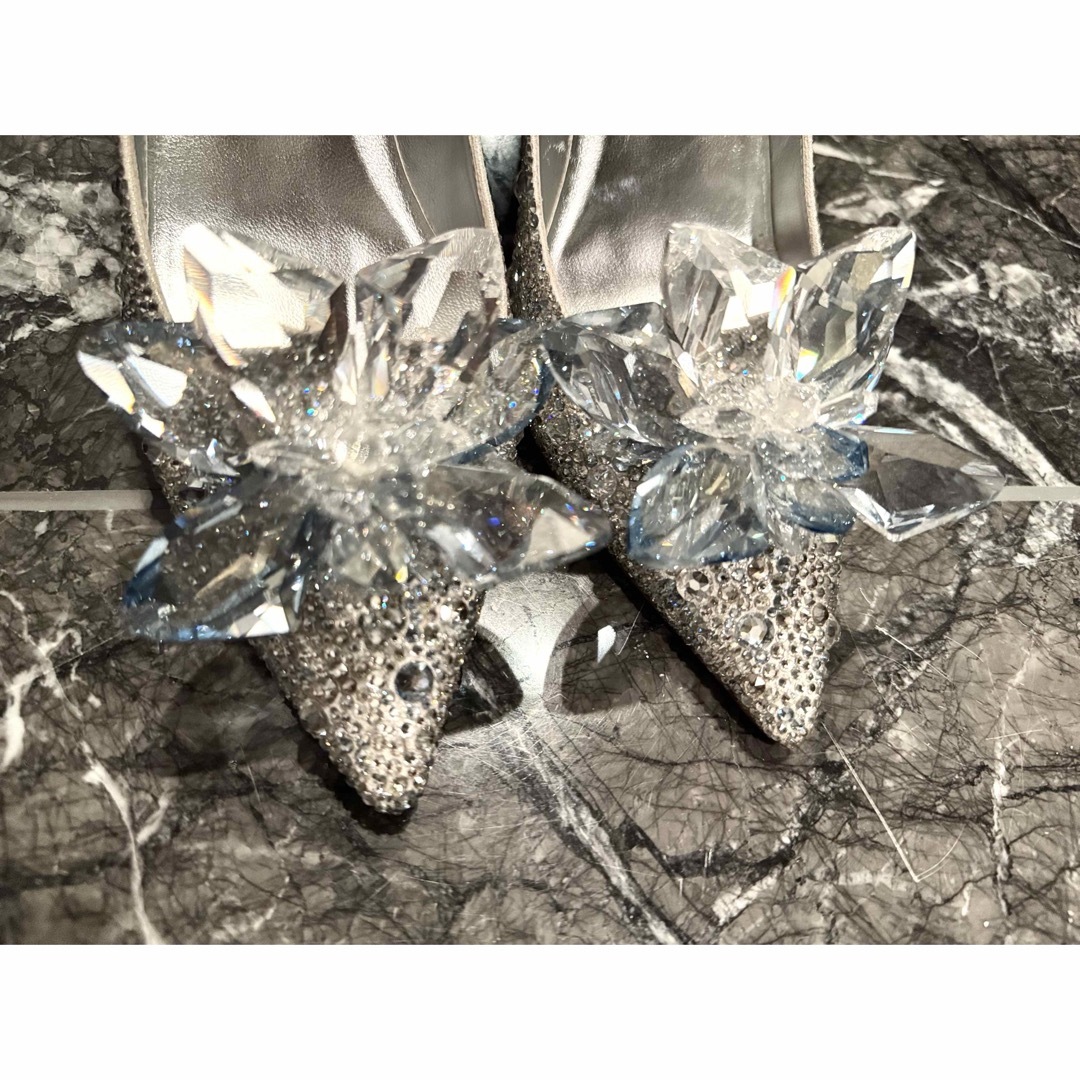 JIMMY CHOO - JIMMY CHOO クリスタルポインテッドトゥパンプス 38の