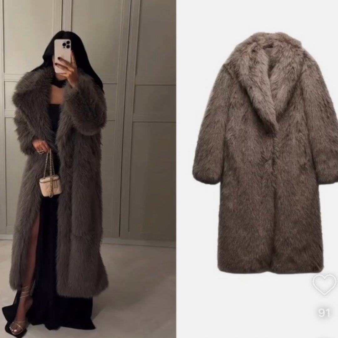 ZARA - ZARA ザラ ファー ロングコート ファーコート ボリューム ボア