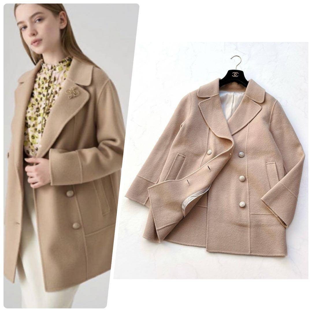 ANAYI】定価7.9万 リバーピーコート ミドル丈 ハーフコート キャメル