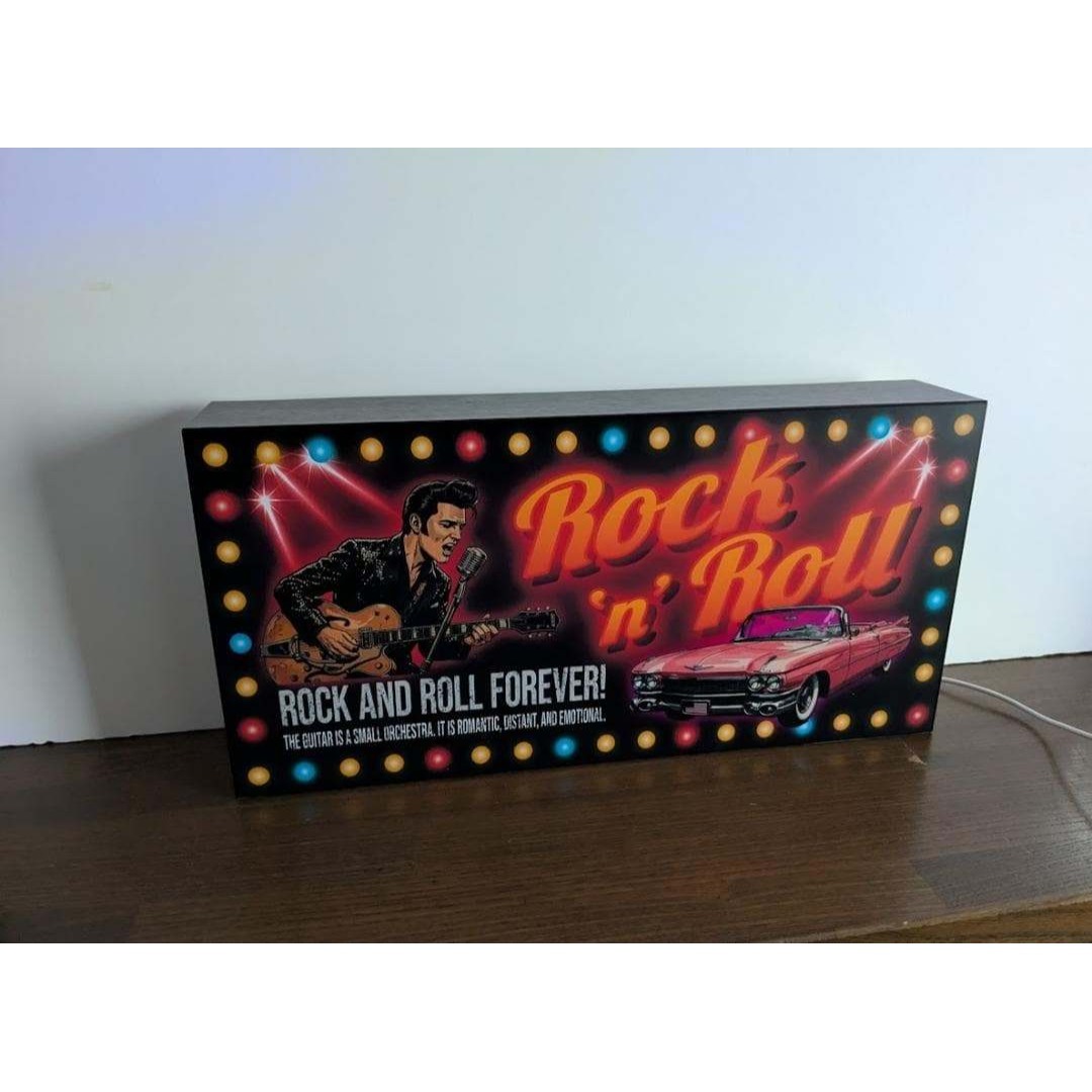 Lサイズ】ロックンロール ロカビリー アメ車 看板 置物 雑貨 ライトBOX