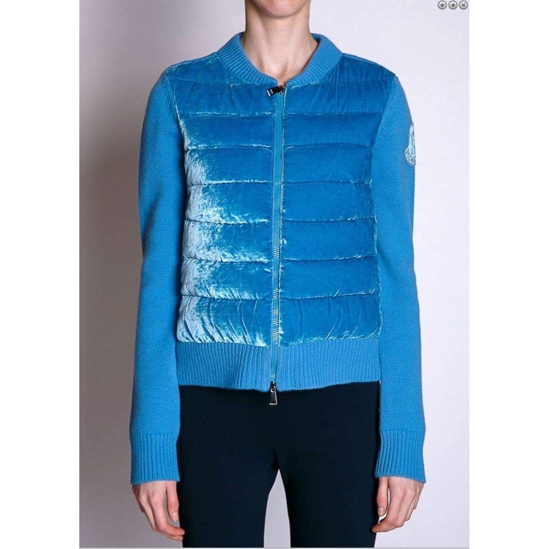 MONCLER - MONCLER モンクレール ニット切替ダウンジャケット ブルーの