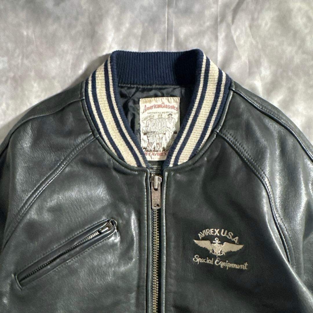 AVIREX - AVIREX VARSITY JACKET スタジャン アーチロゴ ブラックの