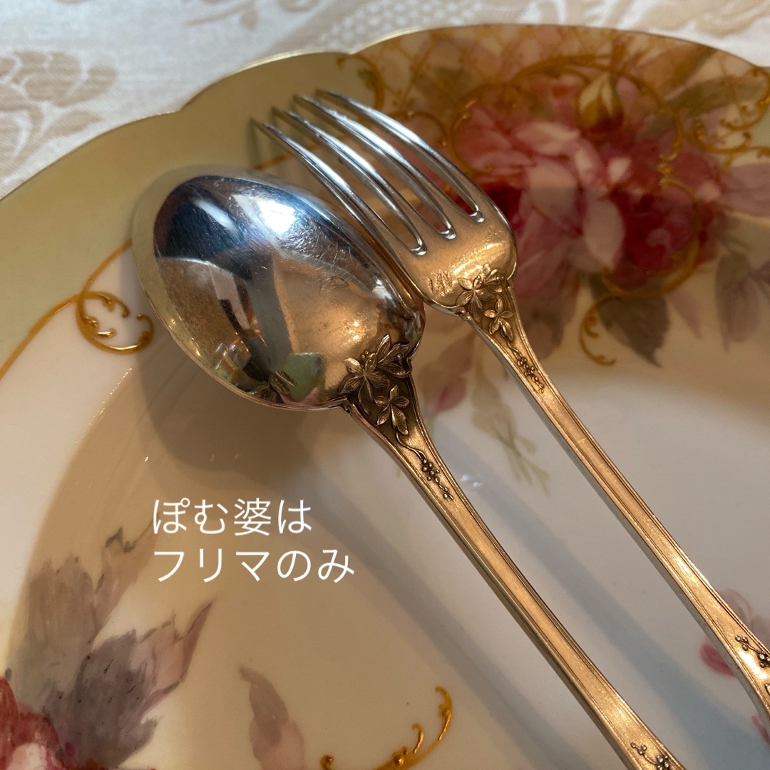 フランス／E.Lefebvre】純銀／デザートフォーク＆デザートスプーンの