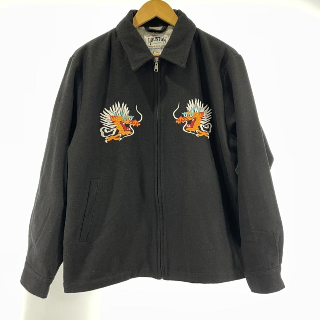 中古】HOUSTON MELTON TOUR JACKET DRAGON BLACK サイズL メルトン