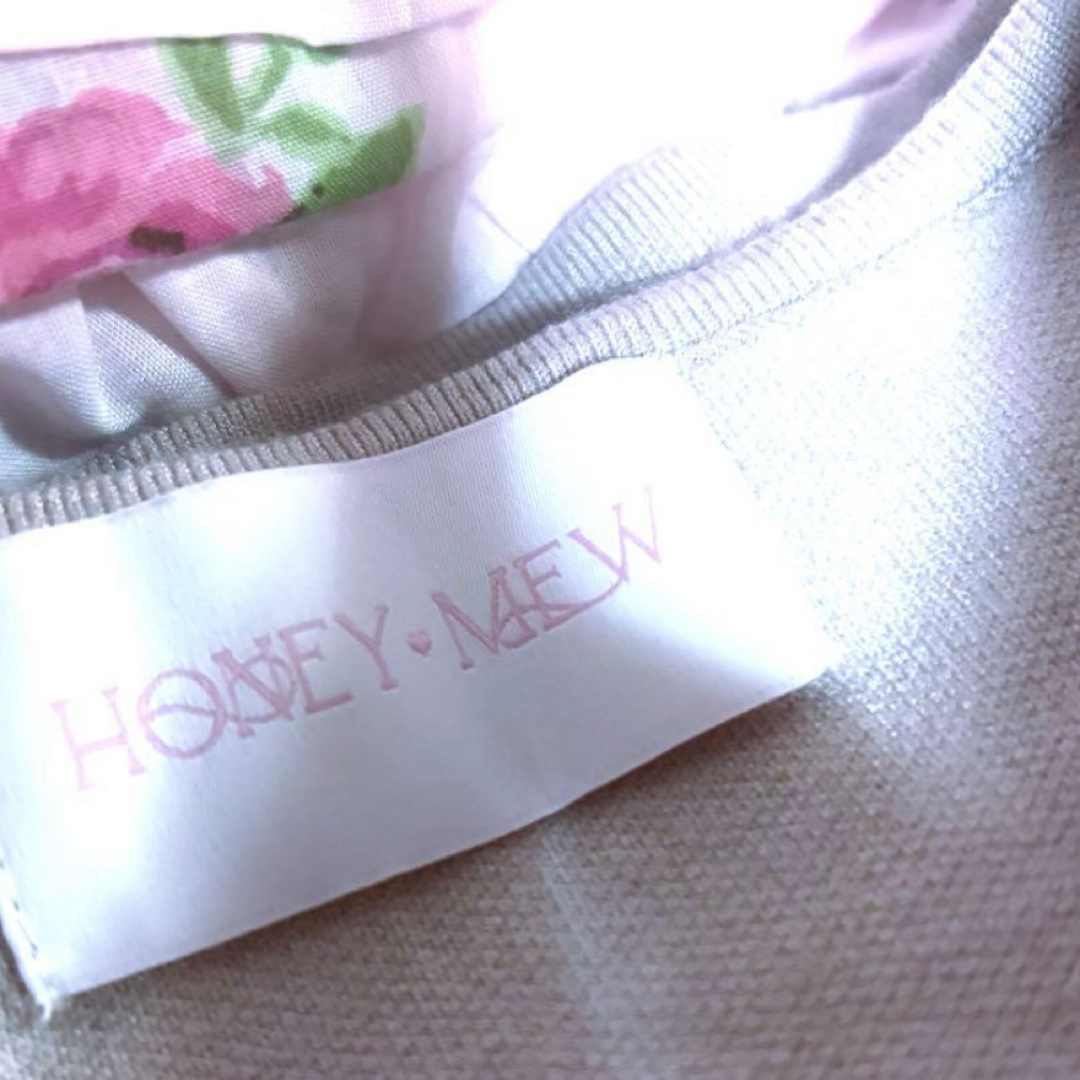 試着のみ MWモノグラムバイカラーワンピース ハニーミュウ