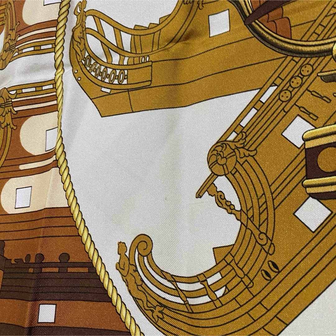 HERMES カレ90 大判シルクスカーフ PROUES 船首像 エルメス