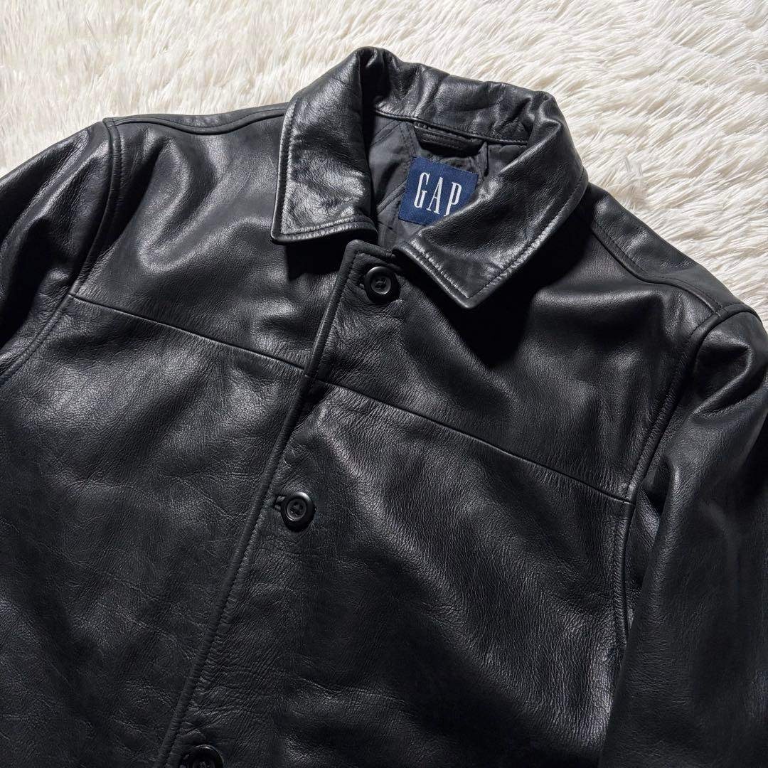 GAP - 美品□OLD GAP 90s ビンテージ カーコート 本革 ブラック XL相当