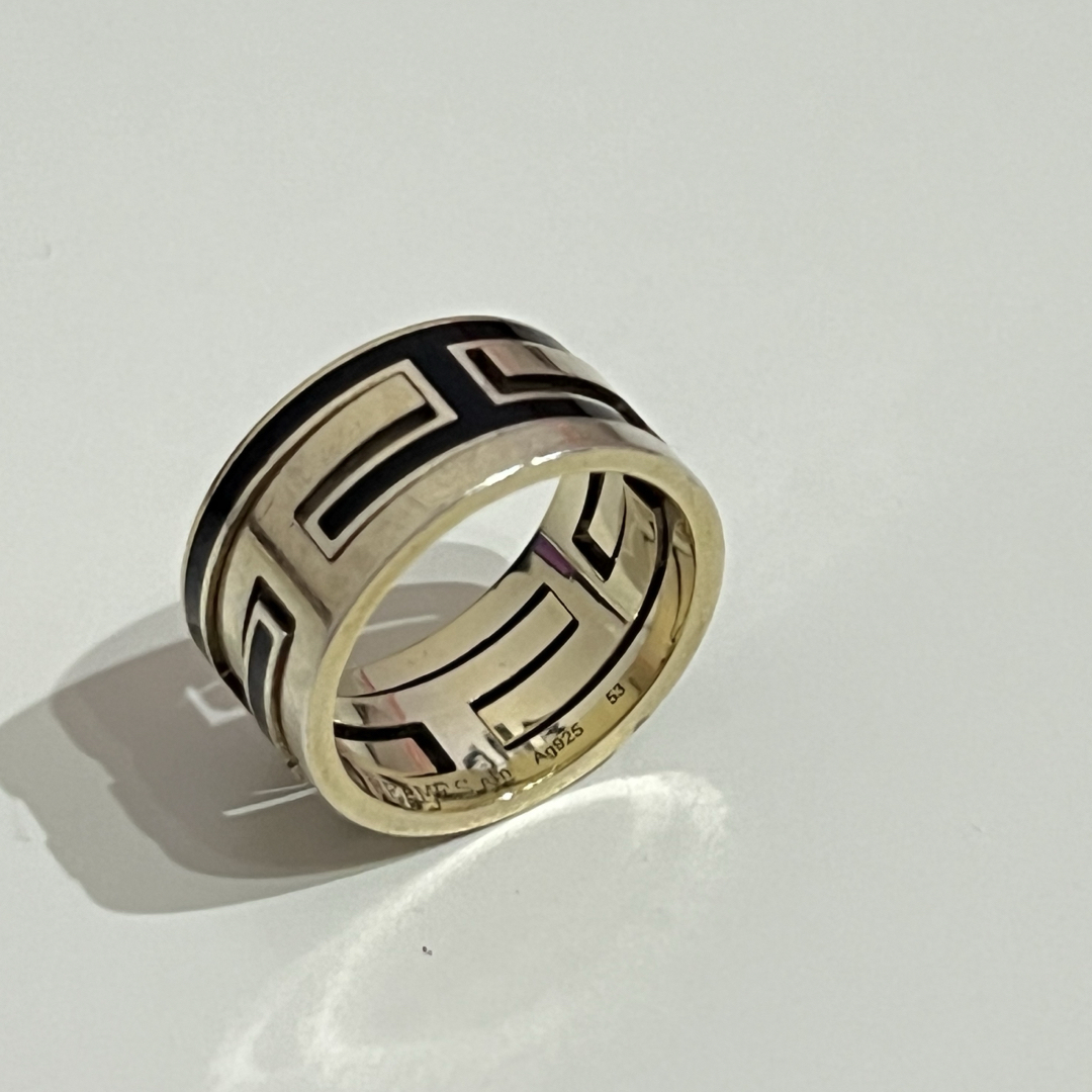 エルメス ムーブアッシュリング ゴールド×ブラック Ag925 53