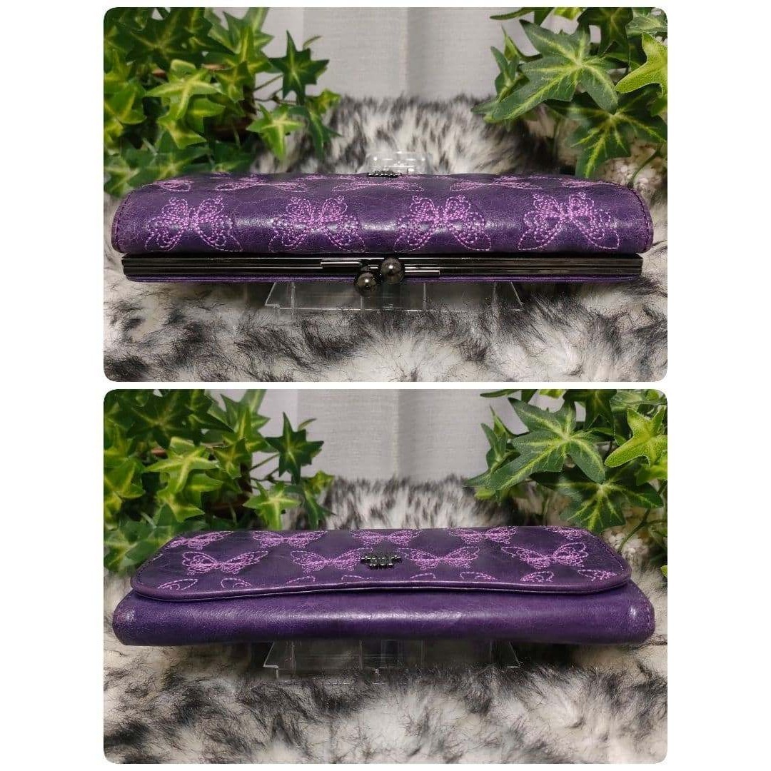 ANNA SUI - アナスイ 長財布 がま口 バタフライ パープル ANNA SUI
