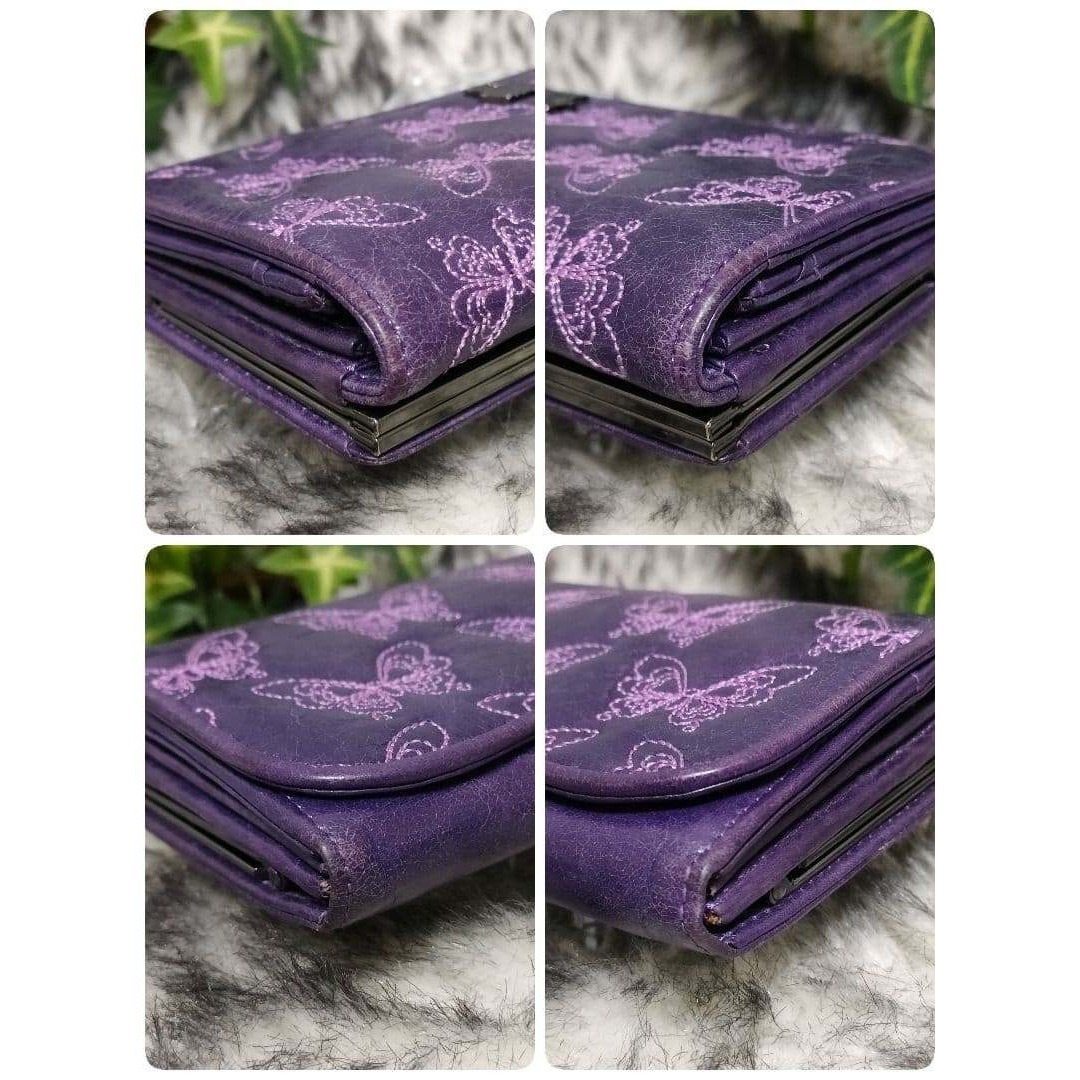 ANNA SUI - アナスイ 長財布 がま口 バタフライ パープル ANNA SUI