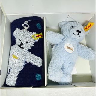 FEILER - FEILER シュタイフ テディベア ハンカチセット ブルー系 未