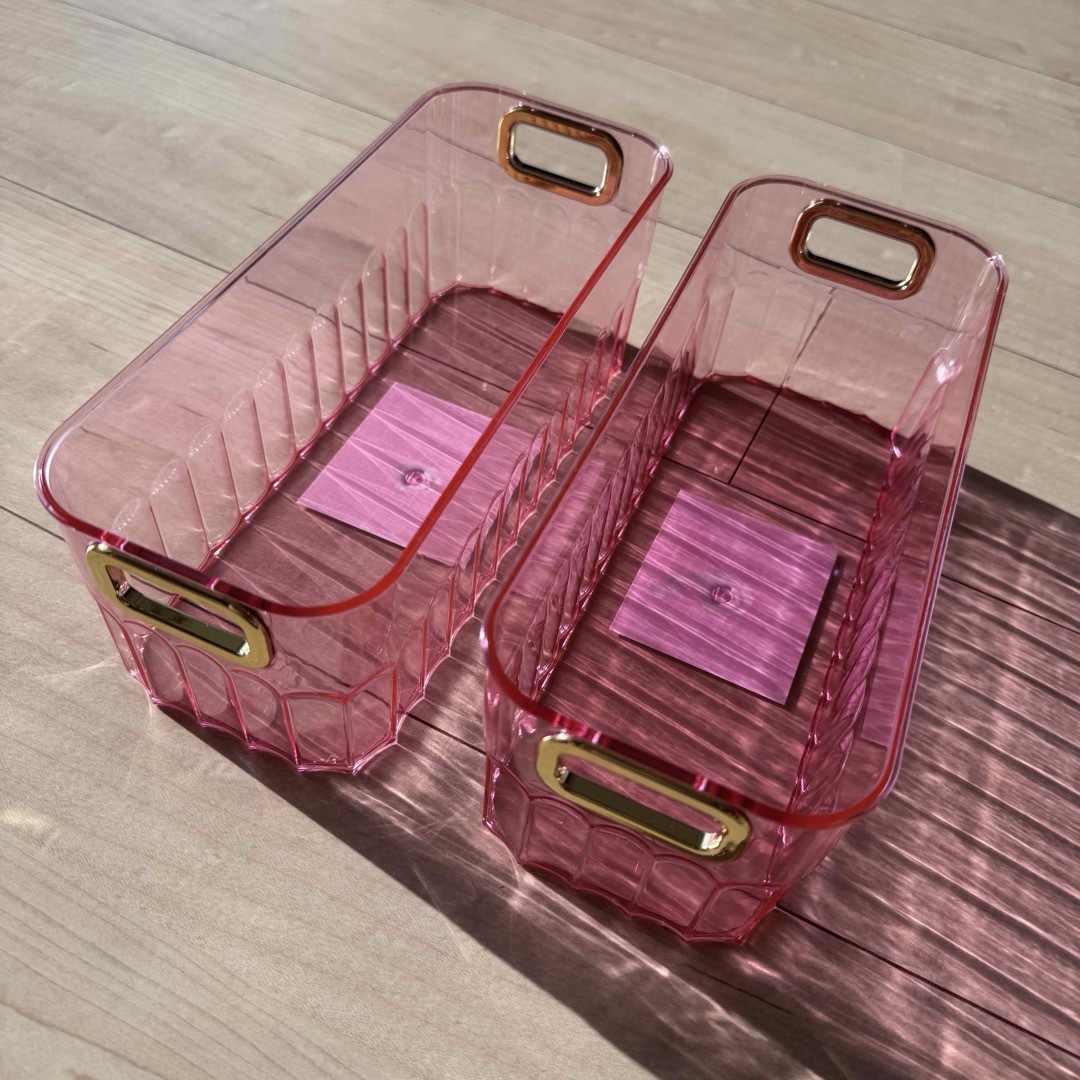 DAISO - ピンク クリア収納ケース 2個セット 整理ボックス THREEPPY
