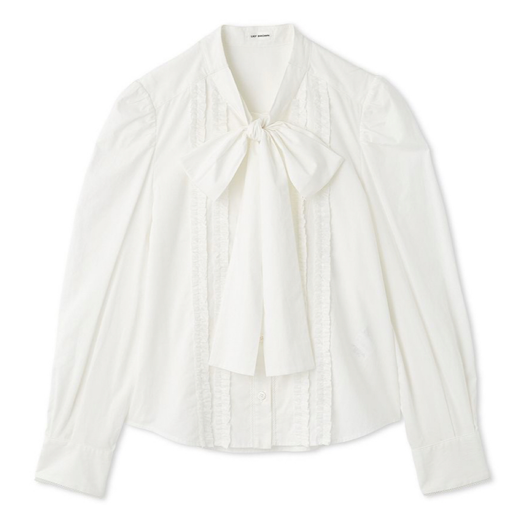 Lily Brown - LILYBROWN リリーブラウン ボウタイフリルレースブラウス
