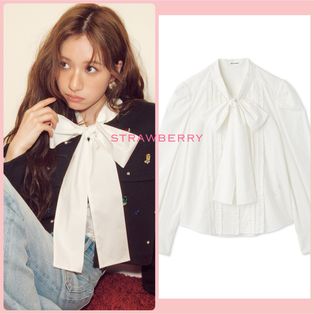 Lily Brown - LILYBROWN リリーブラウン ボウタイフリルレースブラウス