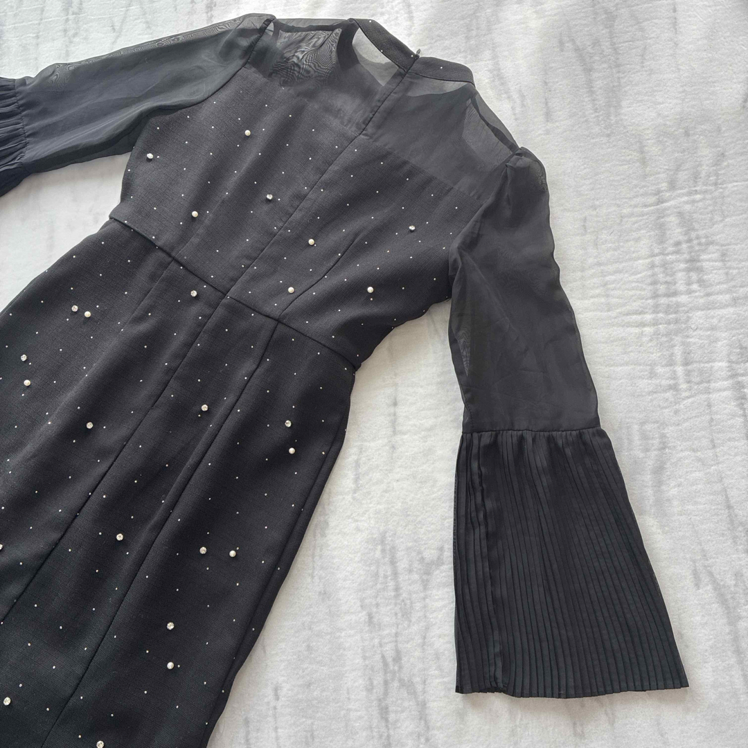 Leja - LEJA パールビジュープリーツフレアスリーブマーメイド