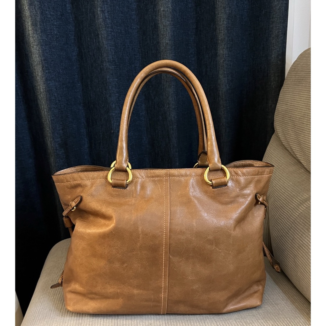 PRADA - 正規品 PRADA レザー トートバッグ 肩掛け キャラメルブラウン