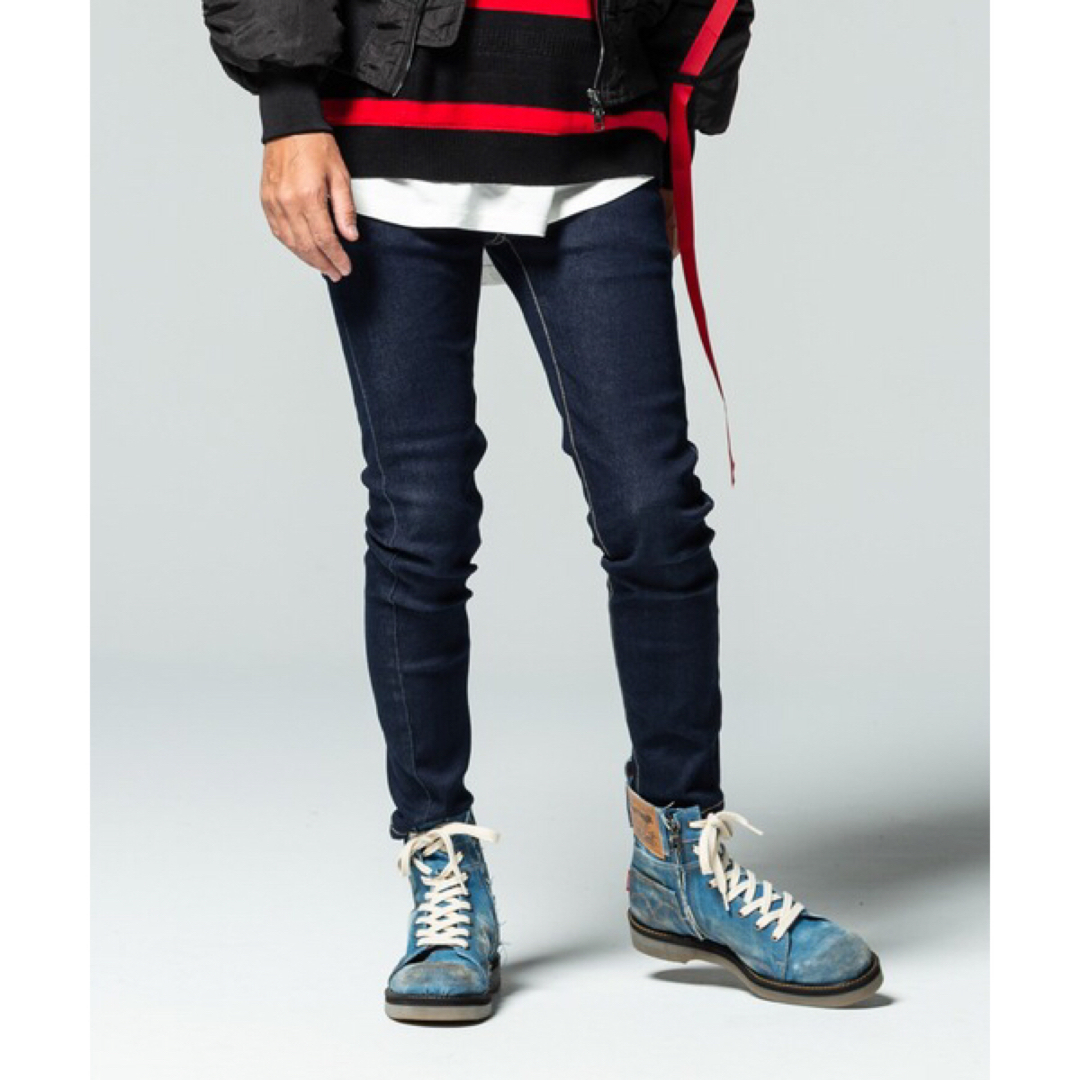 新品／26.5㎝、27㎝／グラム glamb／ヴィンテージ加工 デニムブーツ