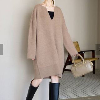 SLOBE IENA - SLOBE IENA ファインウールニットミニワンピース グレー