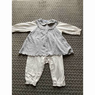 familiar - 3601 【美品】 ファミリア ロンパース 70 長袖 花柄 ピンク