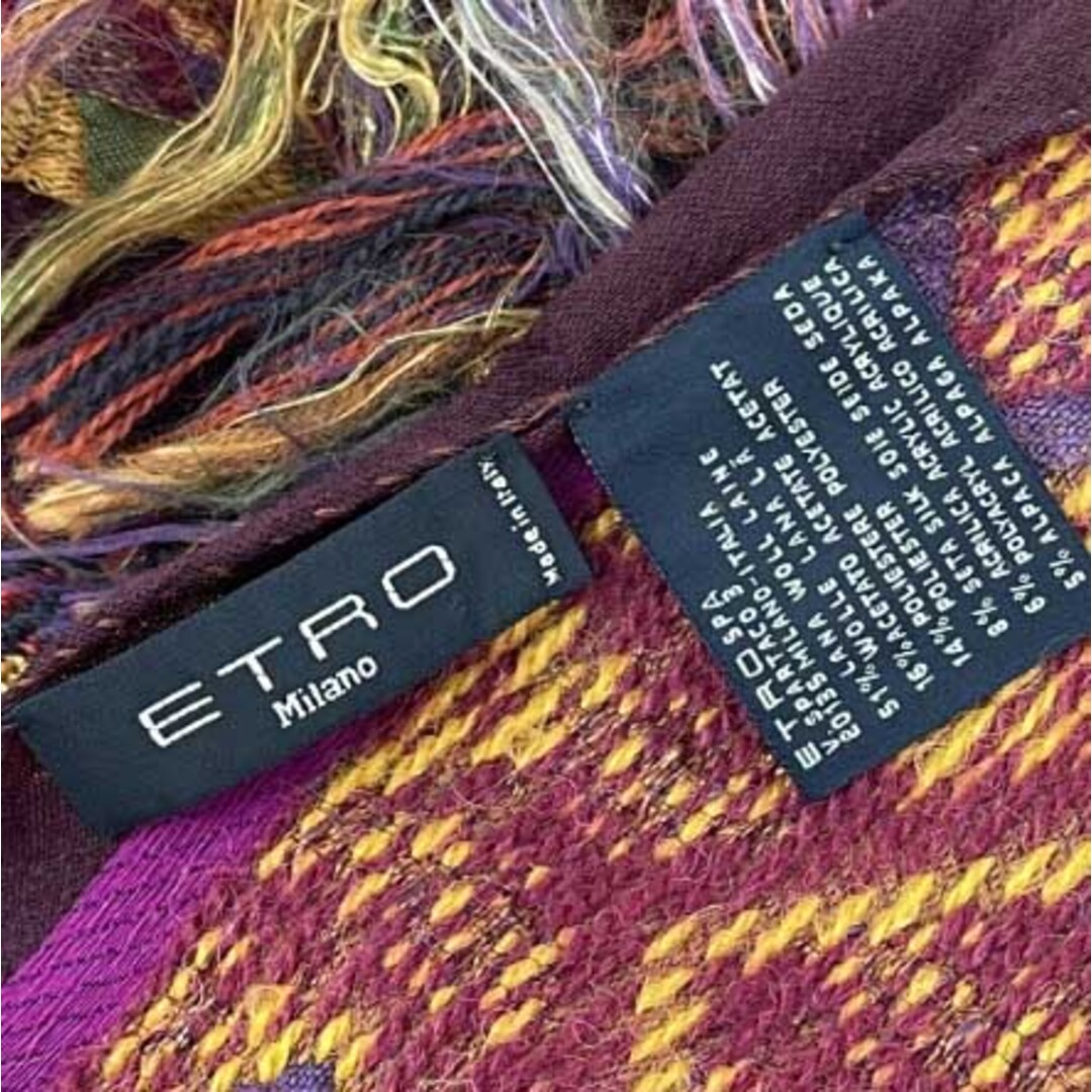 ETRO - ETRO エトロ 大判ストール/ショール 幾何学模様/ウール×シルク