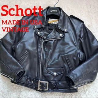 schott - 美品‼️schott立襟シングルライダース641 42インチ インナー