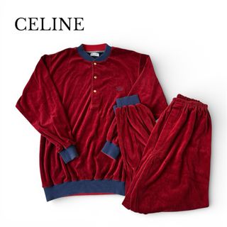 CELINE - CELINE TRIOMPHE ジップアップ ベロア スウェットシャツの