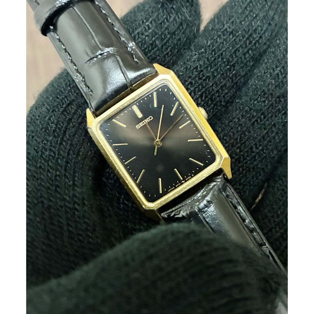 SEIKO - セイコー タンク 黒文字盤 メンズ 腕時計 稼動品 新品革ベルト