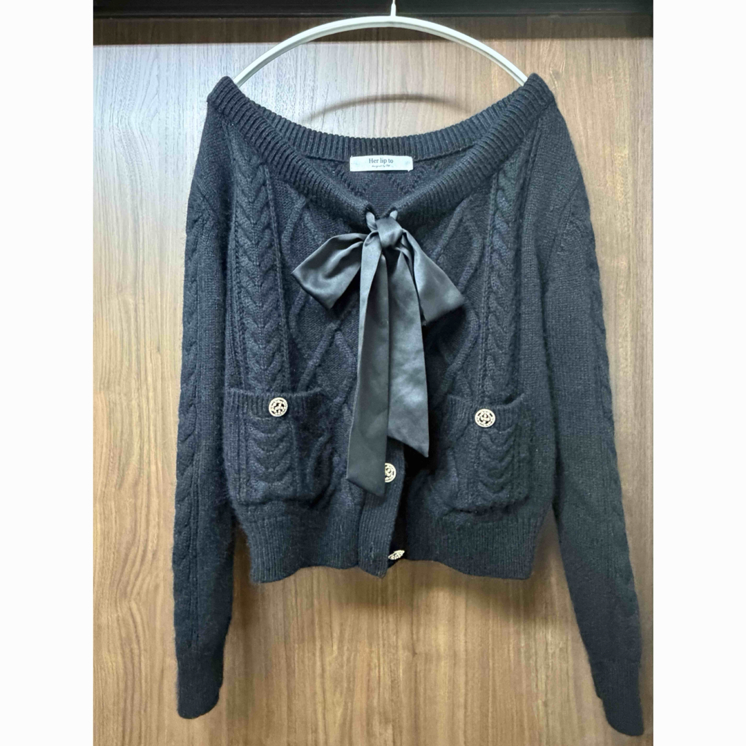 Her lip to - Aerienne Cable-Knit Ribbon Cardiganの通販 by さ