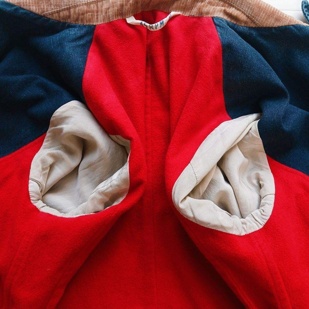 45R - 45R インディゴ デニムコート コーデュロイ襟 ダブルボタンの