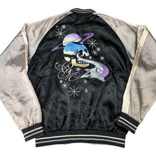 送料無料】花旅楽団/リバーシブルスカジャン/S/桜木盆栽×髑髏/アメカジ