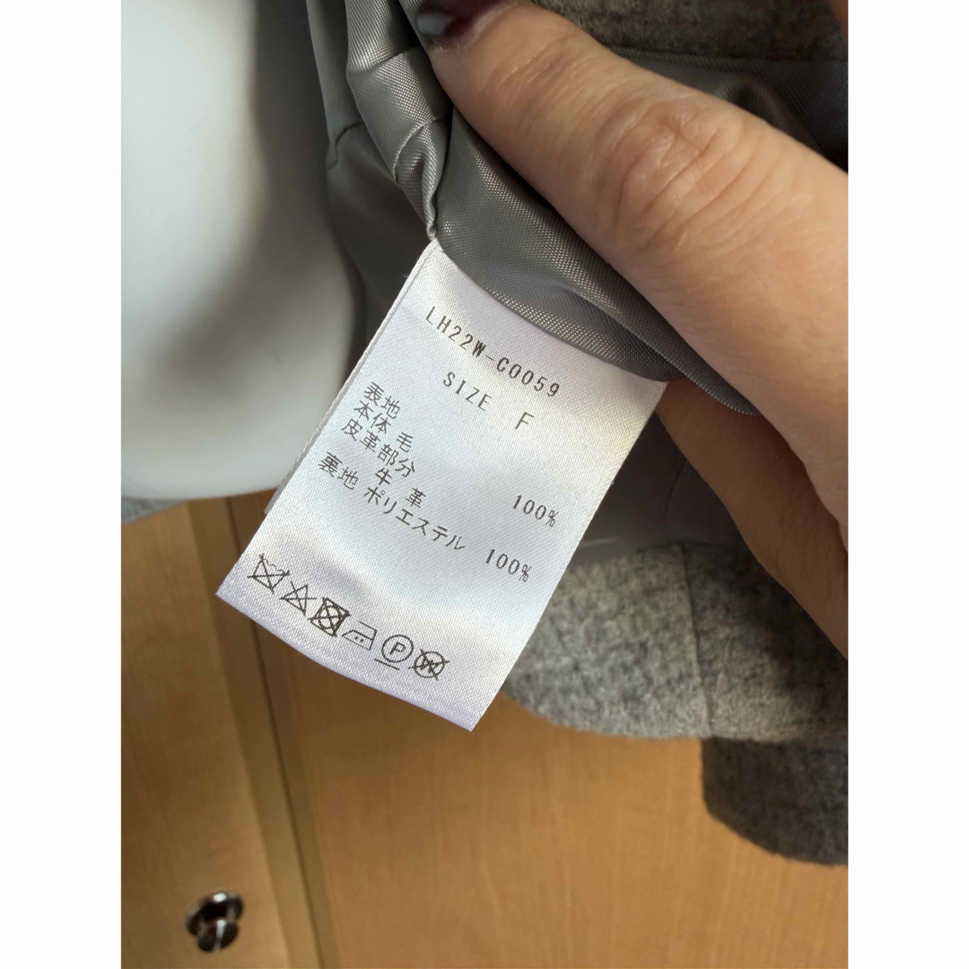 LOHEN ローヘン レザーバックルショートコート グレー フリーサイズの