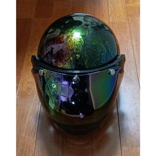 ラップ塗装 キャンディーブルー ラメ 富士日章 コルク半 ヘルメットの