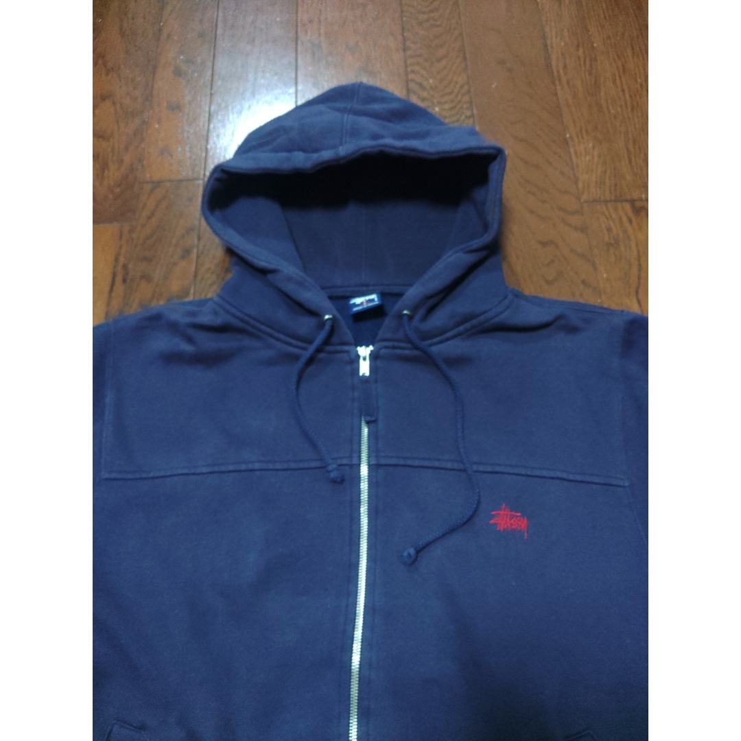 STUSSY - STUSSY パーカー ジップアップ S 紺タグ 90S 古着 刺繍