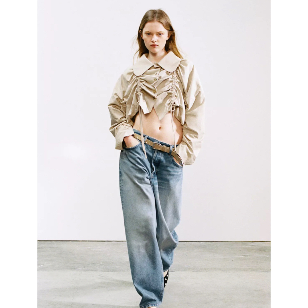 ZARA - タグ付き新品☆ZARAのフリル付きクロップドトレンチコート☆M-L