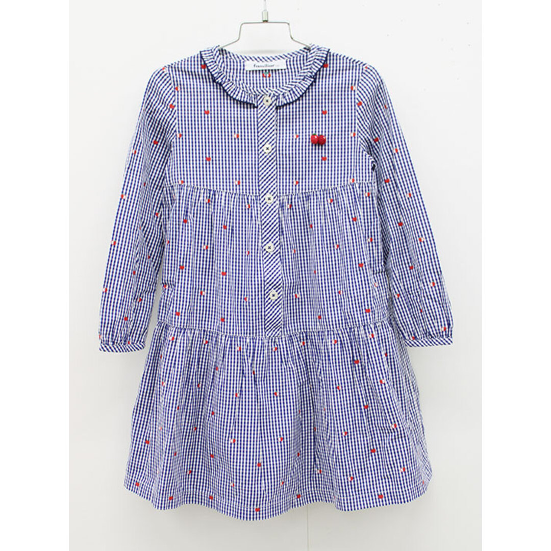 familiar - ファミリア 長袖ワンピース 120cm キッズ 女児 紺×白【中古