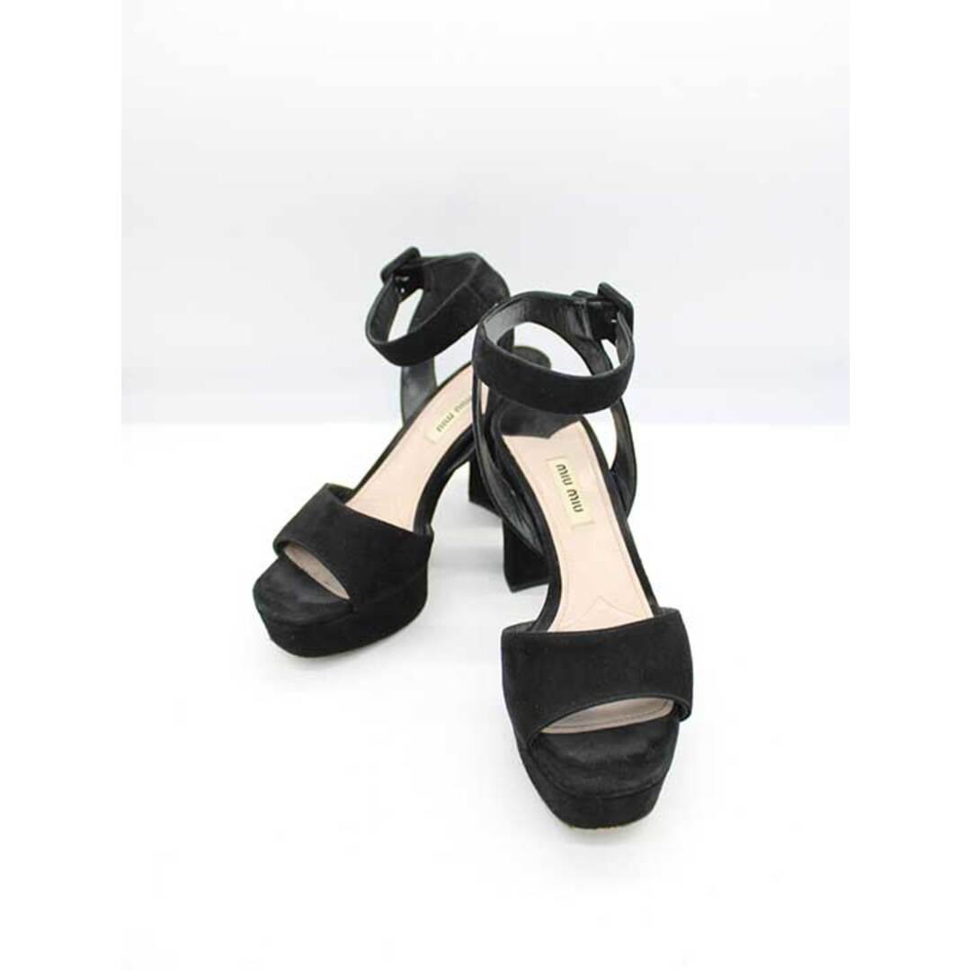 MIU MIU - ミュウミュウ スエードヒールサンダル ブラック レディース