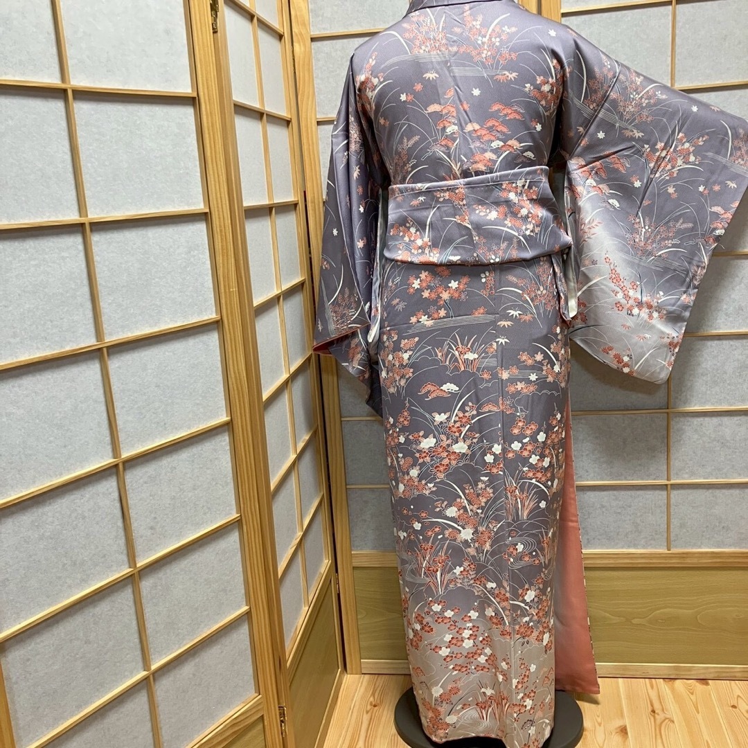 7530］訪問着 美品 流水草花文 ぼかし 幅広サイズ 正絹 着物 袷の通販