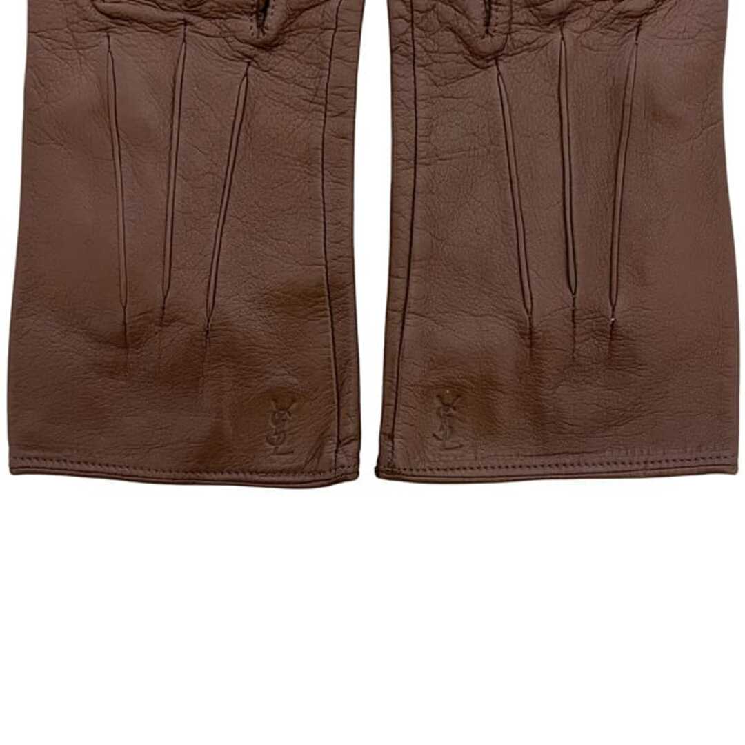 SAINT LAURENT - イヴサンローラン 手袋 ブラウン 美品 レザー 中古