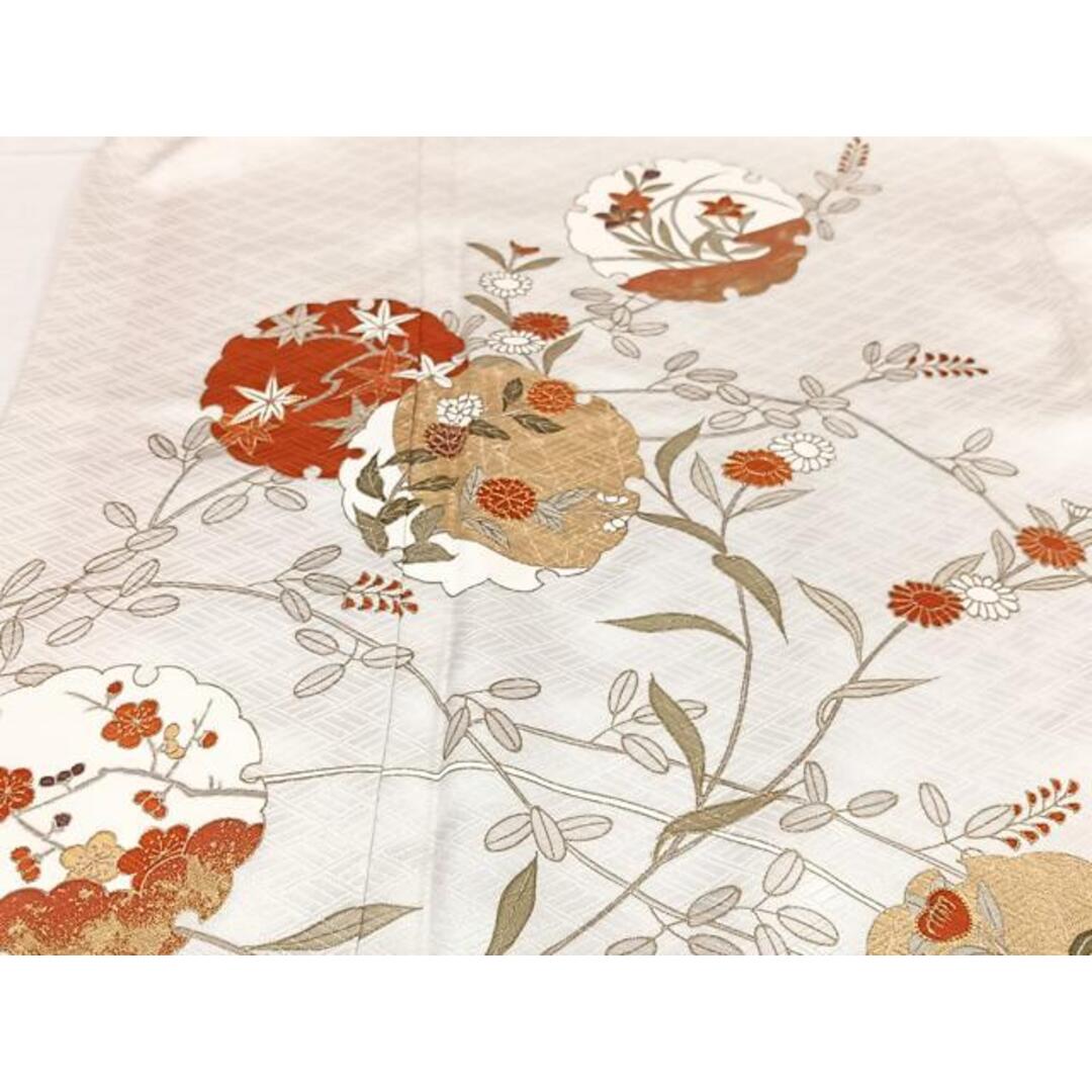 平和屋着物□訪問着 駒刺繍 雪輪枝花文 金彩 正絹 逸品 CABD6885xeの