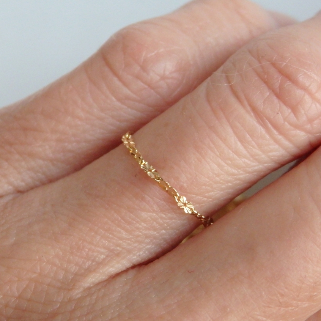 k18リング チェーンリング クローバーチェーン つけっぱなし 四つ葉