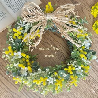 オリーブとユーカリのふんわりグリーンリース✳︎紫陽花ドライフラワー