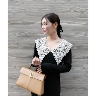 Ameri VINTAGE - LACE SLEEVE REFINED DRESS マスタードの通販 by